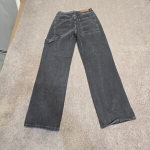 Feeling Carpenter Jeans Faded Black Wide Leg Patch Pocket Size L Y2K